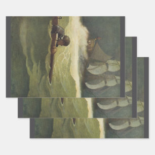 Feuille De Papier Cadeau Pirates Vintage, Naufrage du Covenant par NC Wyeth
