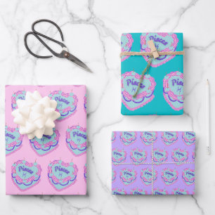 Feuille De Papier Cadeau Pisces Zodiac Coquette Coeur Anniversaire Gâteau