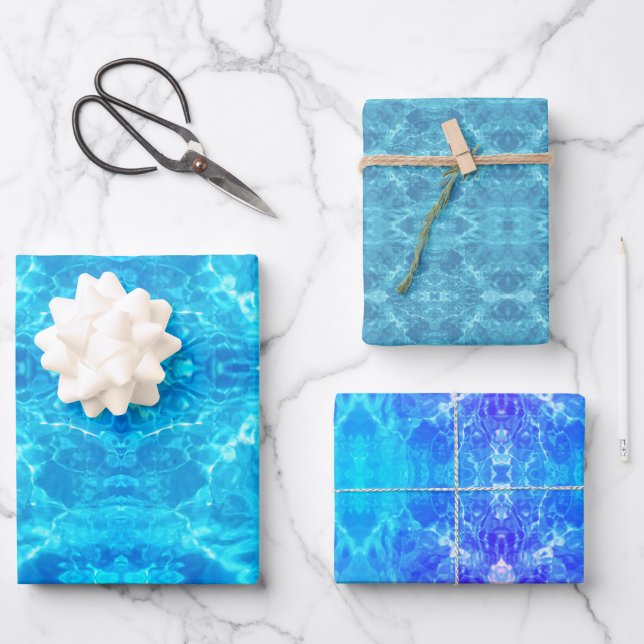 Feuille De Papier Cadeau Piscine aquatique Amusement | Bleu | Filtres | Car (Recto)