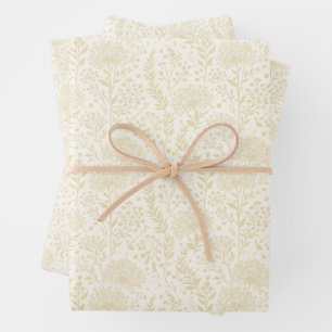 Feuille De Papier Cadeau Pissenlit Doux Blé Doré - Neutre