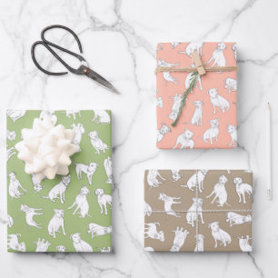 Feuille De Papier Cadeau Pitbull Confetti - sauge, bronzage, écorce de pê