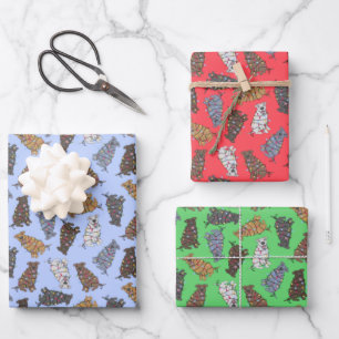 Feuille De Papier Cadeau Pitbull Holiday Confetti - rouge, bleu, vert 