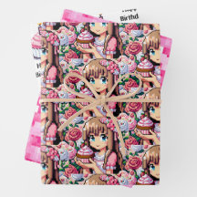Pixel Art Girl's Pink Birthday Party