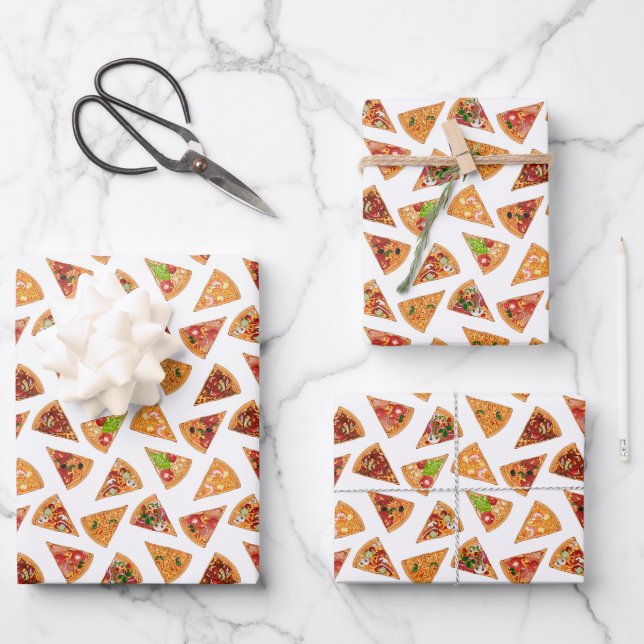 Feuille De Papier Cadeau pizza à carreaux (Recto)