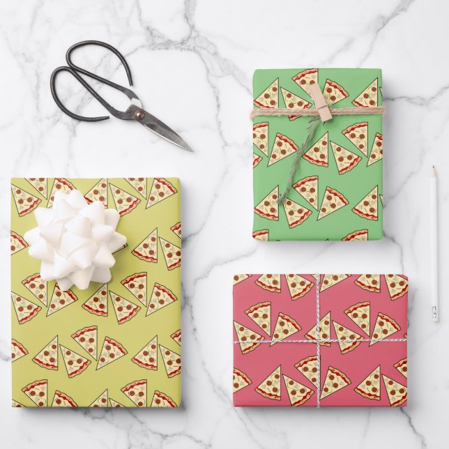 Feuille De Papier Cadeau Pizza Slices Design Carrelé (Recto)