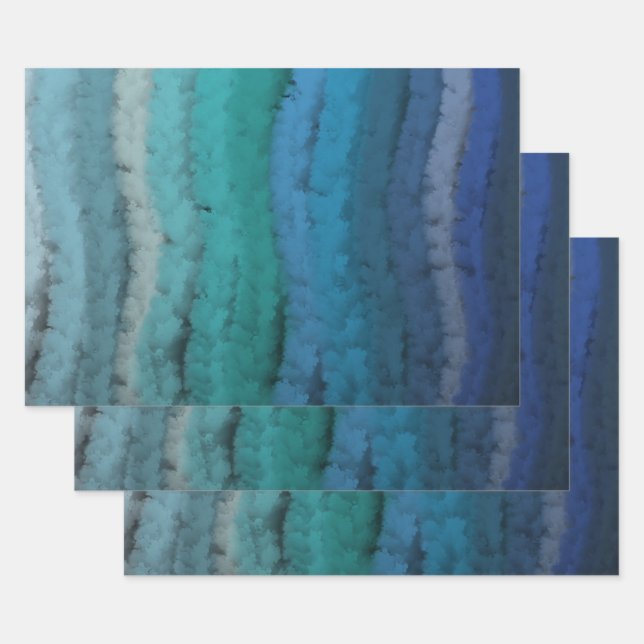 Feuille De Papier Cadeau Plage Côtière Vagues salées sur Noir (Lot)