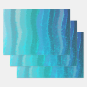 Feuille De Papier Cadeau Plage Côtière Vagues Salées Sur Turquoise