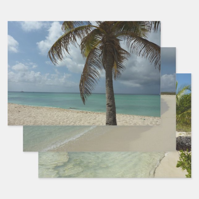 Feuille De Papier Cadeau Plage d'Aruba I Belle Scène Nature (Lot)