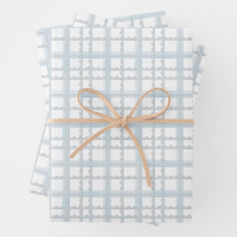 Feuille De Papier Cadeau Plaid bleu clair et blanc