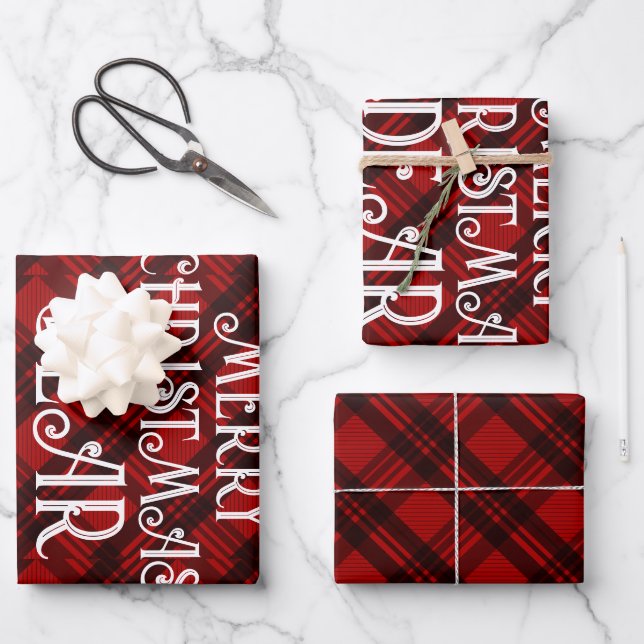 Feuille De Papier Cadeau Plaid moderne et élégant (Recto)
