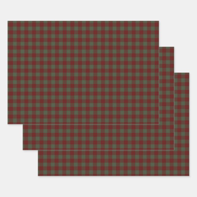 Feuille De Papier Cadeau Plaid vert et rouge (Lot)