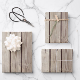 Feuille De Papier Cadeau Planches de bois rustiques