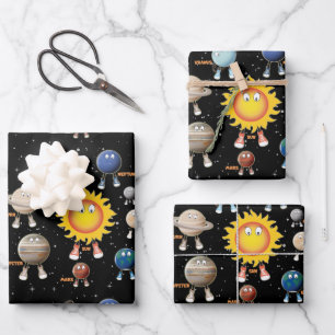 Feuille De Papier Cadeau Planètes et système solaire