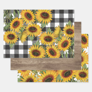 Feuille De Papier Cadeau Plantation de buffles en bois de tournesol