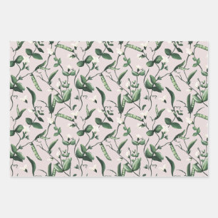 Feuille De Papier Cadeau Plante de pois de senteur aquarelle