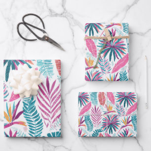 Feuille De Papier Cadeau Plantes tropicaux et motif de fleurs