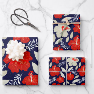 Feuille De Papier Cadeau Plantes tropicaux et motif de fleurs