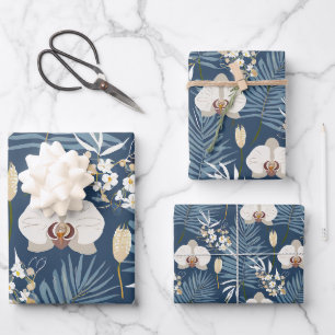 Feuille De Papier Cadeau Plantes tropicaux et motif de fleurs