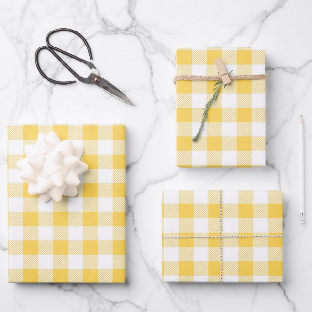 Feuille De Papier Cadeau Plat jaune moderne (Recto)