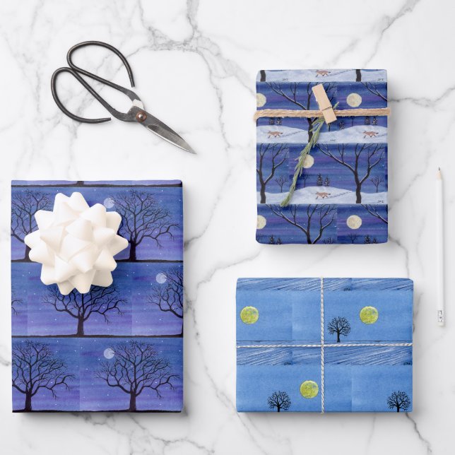 Feuille De Papier Cadeau Pleine lune (Recto)