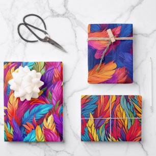 Feuille De Papier Cadeau Plumes de Phoenix magiques Conception abstraite