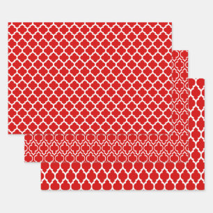 Feuille De Papier Cadeau Plusieurs motifs marocains DIY Couleurs Rouge Blan