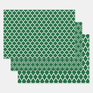 Feuille De Papier Cadeau Plusieurs motifs marocains DIY Couleurs Vert Blanc