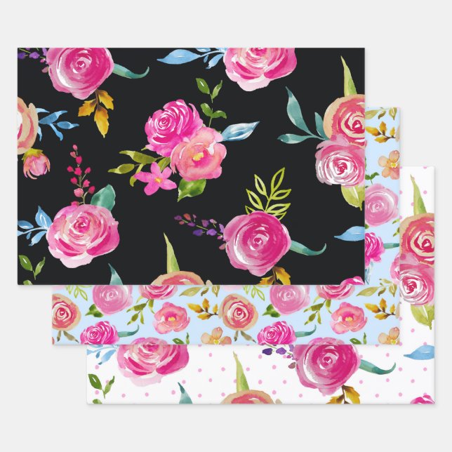 Feuille De Papier Cadeau Plutôt élégant floral (Lot)
