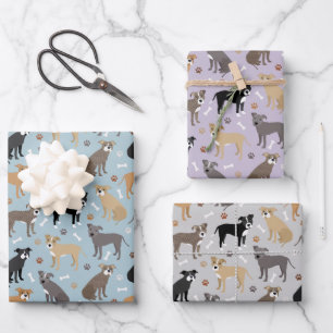 Feuille De Papier Cadeau Poches et os Pitbulles
