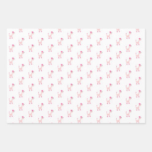 Feuille De Papier Cadeau Poiche rose caricature Posh Paws  