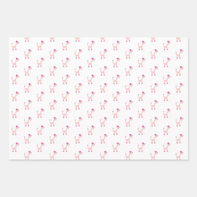 Feuille De Papier Cadeau Poiche rose caricature Posh Paws   (Devant)