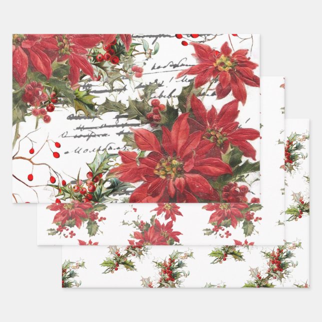 Feuille De Papier Cadeau Poinsététie et saint (Lot)