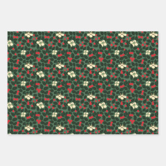 Feuille De Papier Cadeau Poinsettia & Fleurs