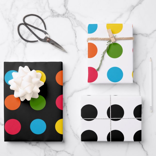 Feuille De Papier Cadeau Point Polka moderne (Recto)
