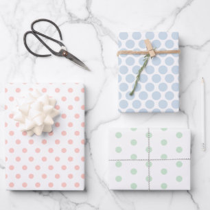 Feuille De Papier Cadeau Pointe Polka couleur pastel