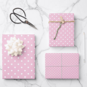 Feuille De Papier Cadeau Points classiques Blanc - Rose clair
