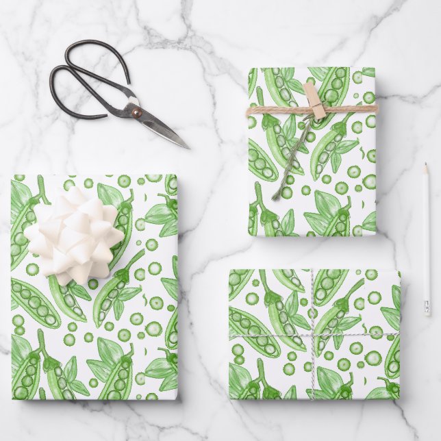 Feuille De Papier Cadeau Pois de légumes (Recto)