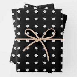 Feuille De Papier Cadeau Pois noirs et blancs