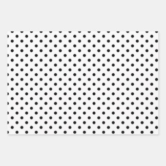 Feuille De Papier Cadeau pois noirs et blancs simples et minimes