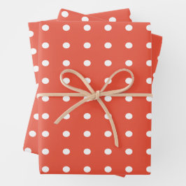 Feuille De Papier Cadeau Pois orange et blanc