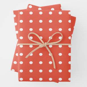 Feuille De Papier Cadeau Pois orange et blanc