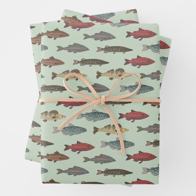Feuille De Papier Cadeau Poisson fête d'anniversaire (En situation)