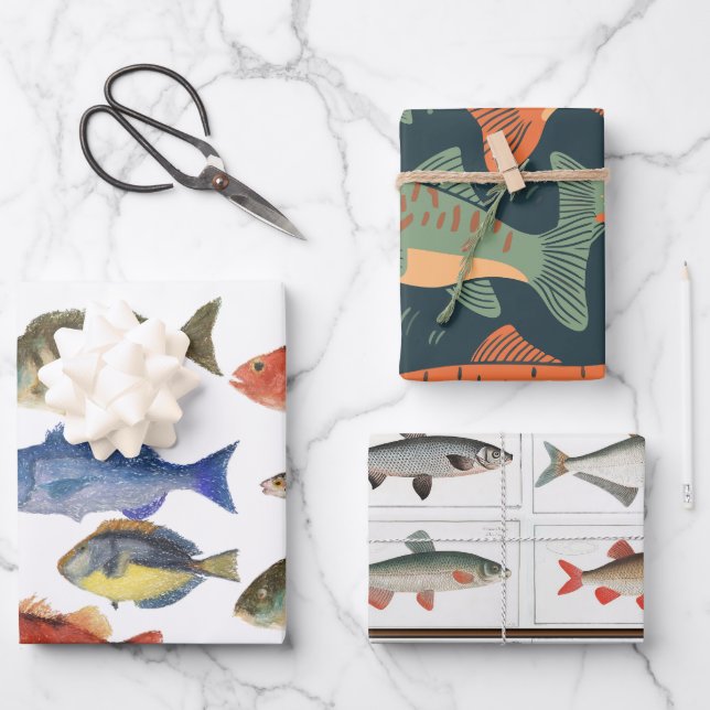 Feuille De Papier Cadeau Poisson fête des pères (Recto)
