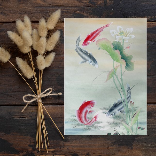 Feuille De Papier Cadeau Poisson Koi avec Lotus (Créateur téléchargé)