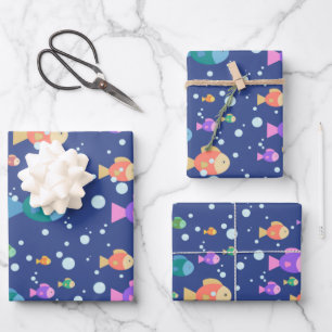 Feuille De Papier Cadeau Poissons colorés sous l'eau