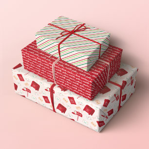 Feuille De Papier Cadeau Pôle Nord - Courrier de Noël, lettres et rayures