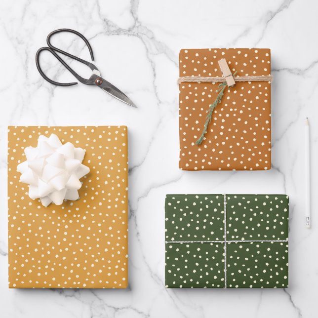 Feuille De Papier Cadeau Polka d'automne moderne (Recto)