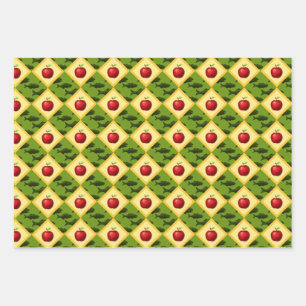 Feuille De Papier Cadeau Pommes et poissons