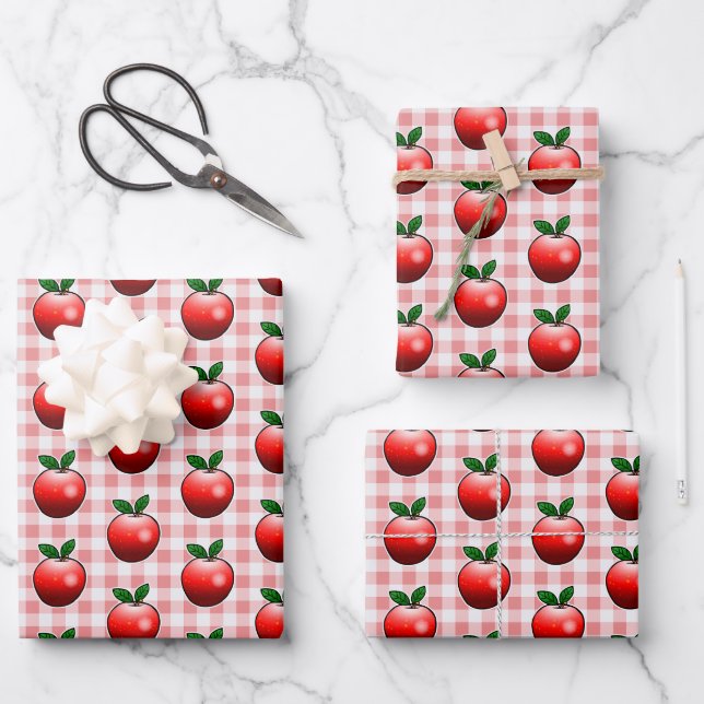 Feuille De Papier Cadeau Pommes rouges (Recto)