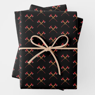 Feuille De Papier Cadeau Pompier Secouru traversé Axes Fireman Cadeau